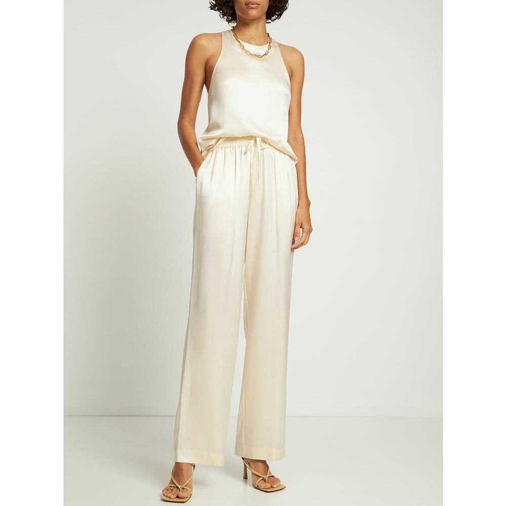 LouLou Studio Estor Silk Satin Tank Top in Ivory XS